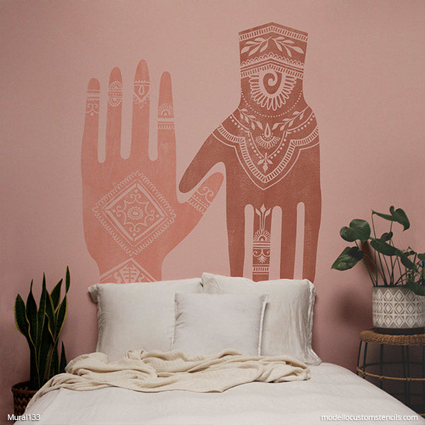 NEW! Henna Hands Wall Mural Stencil Set
