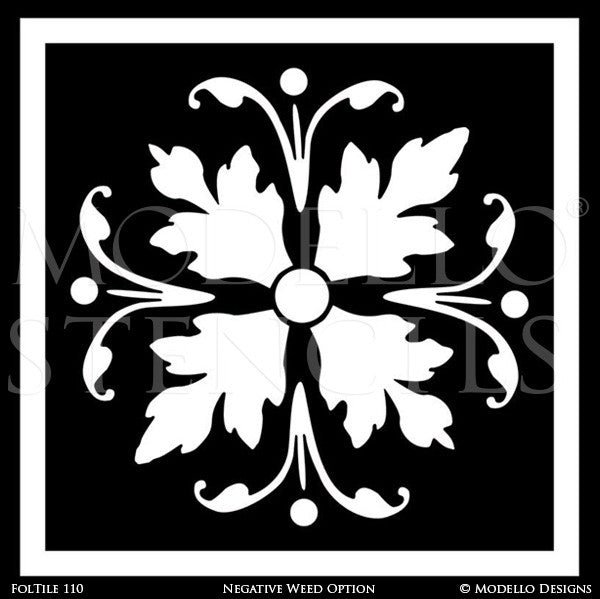 Nature Designs and Leaf Pattern Painted on Ceilings and Walls - Modello Custom Tile Stencils