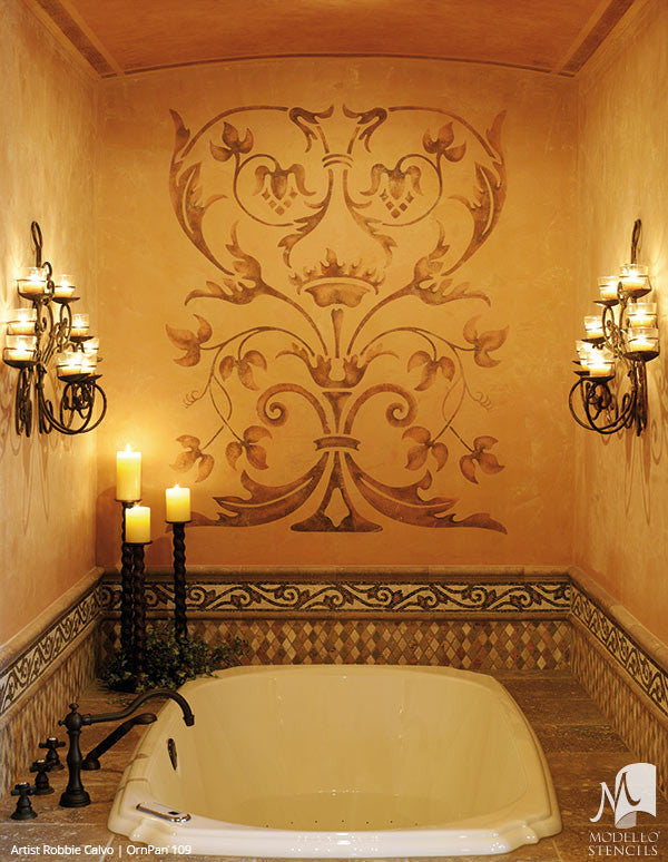 Painted Furniture Cabinet Panels & Wall Panels - Modello Custom Stencils for Decorating
