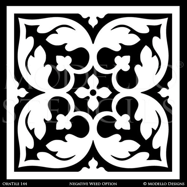 Floor Stencils and Ceiling Stencils with Faux Tile Designs - Modello Custom Stencils
