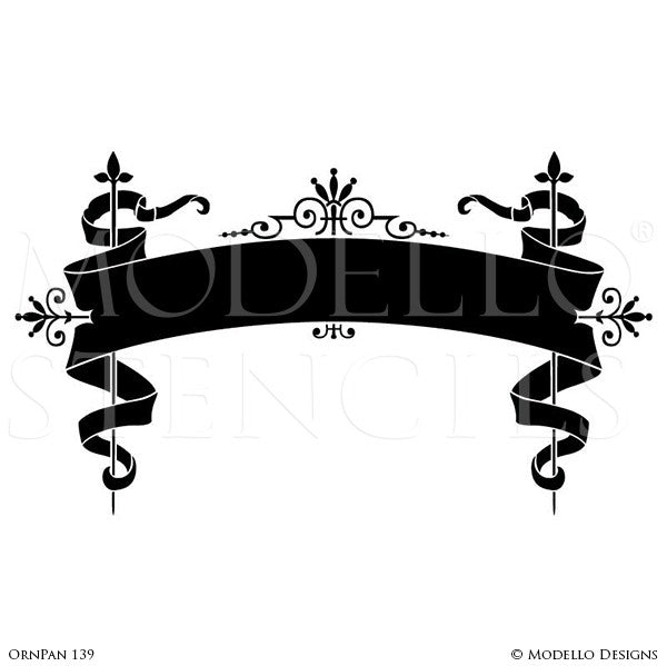 Traditional Classic Ribbon for Painting Typography - Wall Art Stencils - Modello Custom Stencils