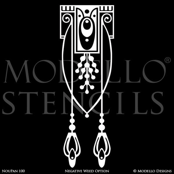 Art Nouveau Decor and Painted Wall Mural Panel Stencils - Modello Custom Stencils