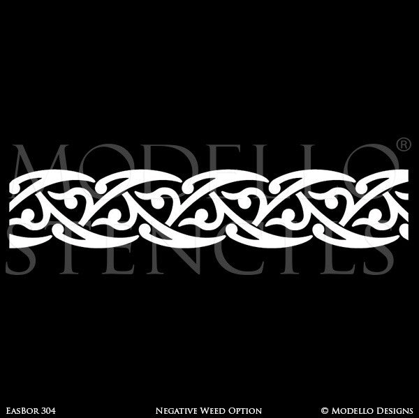Moroccan Asian Indian Design and Interiors - Painted Wall Borders - Modello Custom Stencils for Decorating Walls, Ceilings, Floors