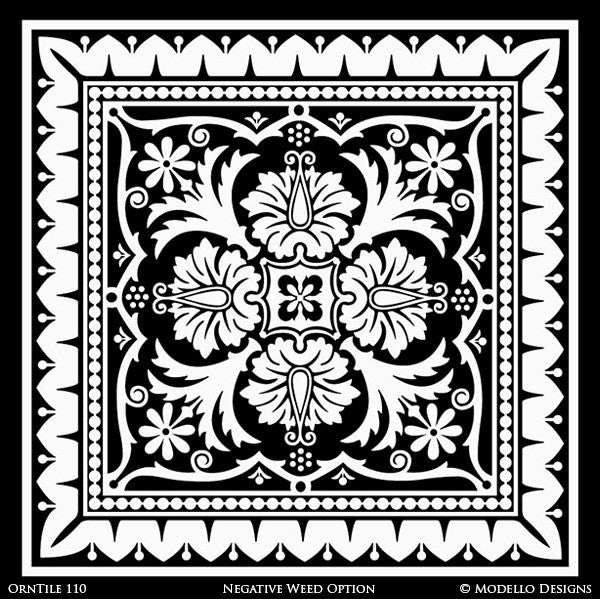 Ornamental and Decorative Wall Art Stencils for Painting Classic Home Decor - Modello Custom Designer Tile Stencils