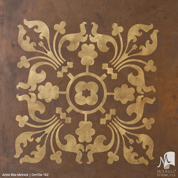 Exotic and Global Chic Decor Idea - Painted Tile Stencils from Modello Custom Stencils