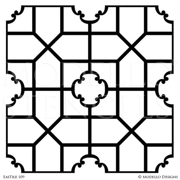 Large Decor Projects using Painted Tile Stencils - Modello Custom Stencils