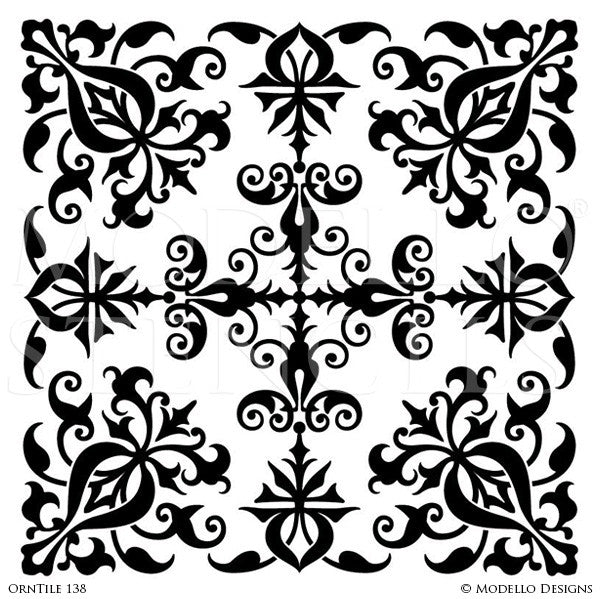 Ornamental Ceiling Decor or Tile Floor Makeover - Modello Custom Tile Stencils