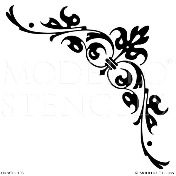 Decorative Stencils for Painting Walls with Designer Corner Stencils  - Modello Custom Stencils