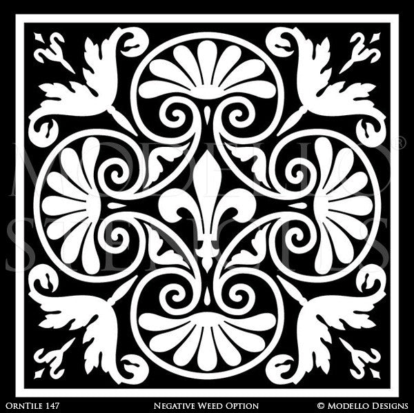 Elegant Painted Decor Ideas using Modello European Style Custom Tile Stencils