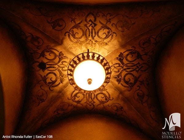 Painted Ceiling Corners Stencils for Designer Decor - Modello Custom Stencils