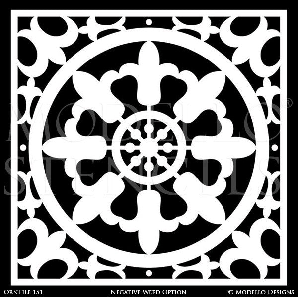 European Decorating Ideas with Painted Ceiling Design - Modello Custom Tile Stencils