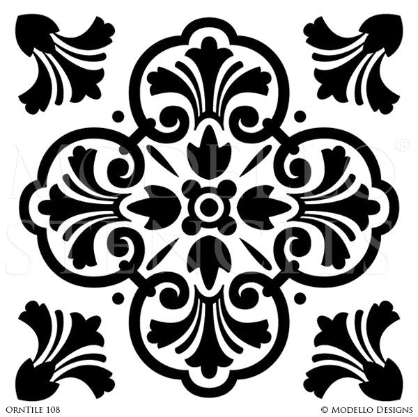 Classic European Tiles Stencils for Painting Walls and Furniture - Modello Custom Stencils