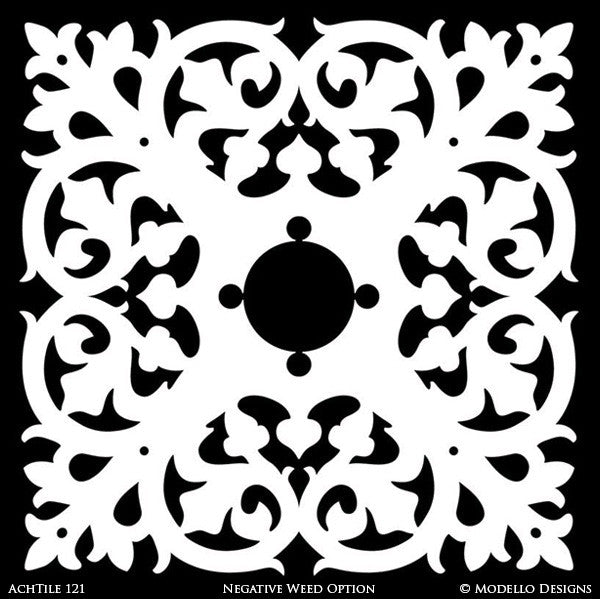 Large Tile Designs for Painted Decor Projects - Modello Custom Stencils