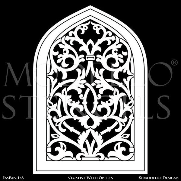 Moroccan Moorish Archway Doorway Design - Custom Painted Bohemian Wall Panel Patterns - Modello Custom Stencils