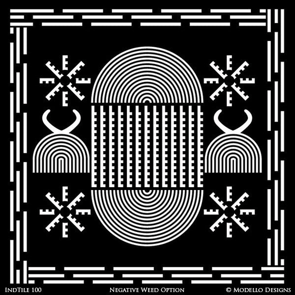 Decorative Concrete Stencils and Indian African Tribal Tile Designs - Modello Custom Stencils