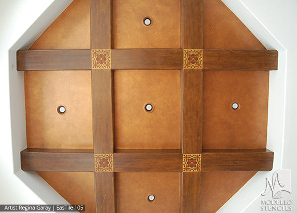 Painted Ceiling Tile Stencils - Modello Custom Stencils