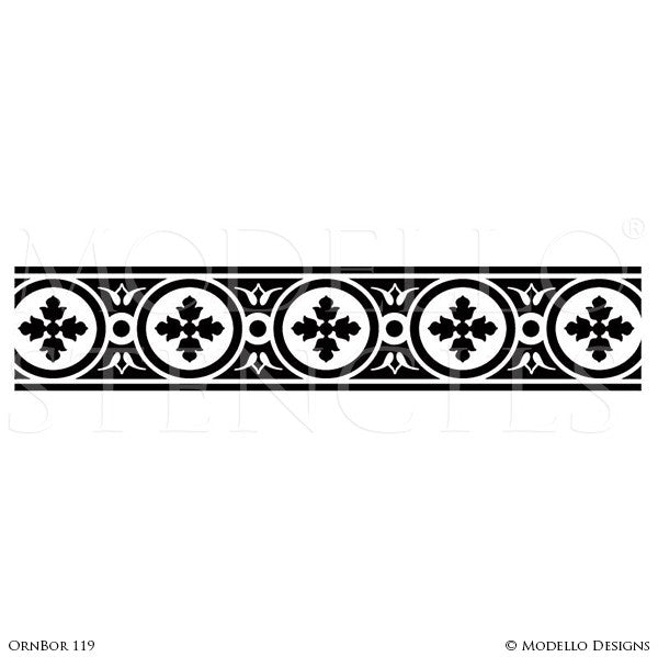 Designer Custom Stencils for Large Ceiling Painted Home Decor - Modello Border Stencils