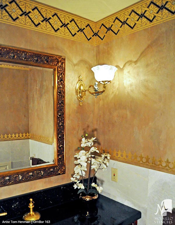 Decorative Stencils for Painting Walls with Designer Wallpaper Look - Modello Custom Stencils