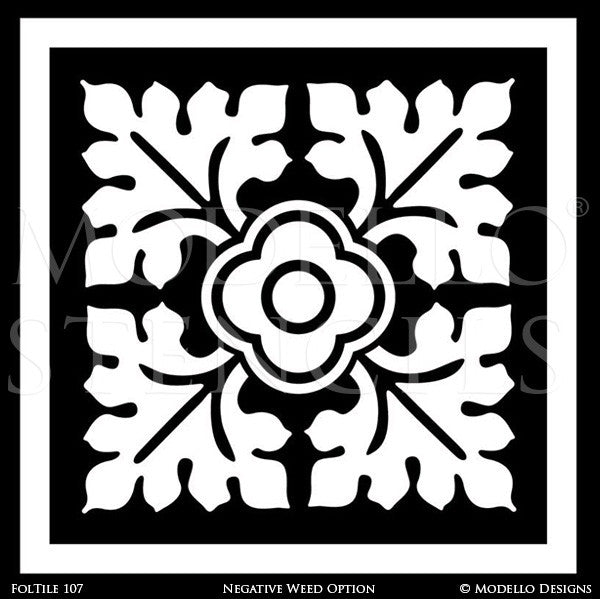 Flower Tile Pattern to Decorate DIY Painted Floors and Walls - Modello Custom Stencils