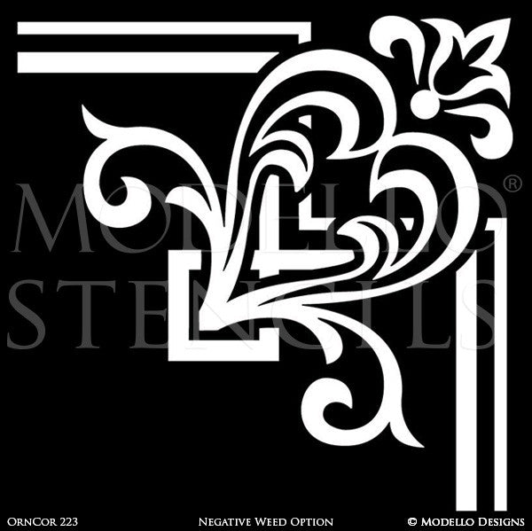 Traditional Corner Designs for Wall Mural Painting - Modello Custom Stencils