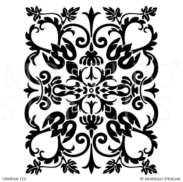 Painted Furniture Cabinet Panels & Wall Panels - Modello Custom Stencils for Decorating