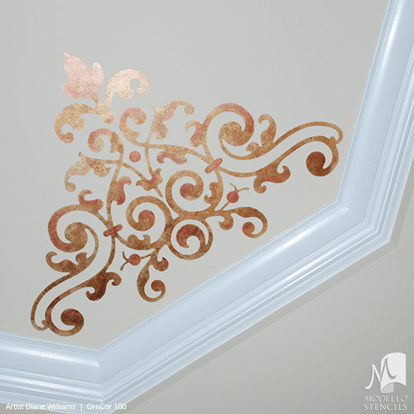 Painted Ceiling Corners Stencils for Designer Decor - Modello Custom Stencils