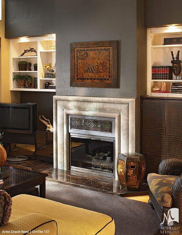Elegant Painted Decor Ideas using Modello European Style Custom Tile Stencils