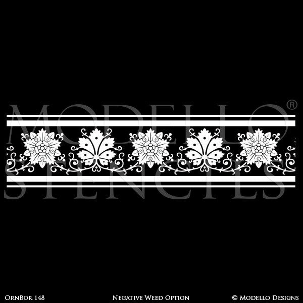 Traditional Border Designs for Wall Mural Painting Projects and Decorative Ceilings - Modello Custom Stencils