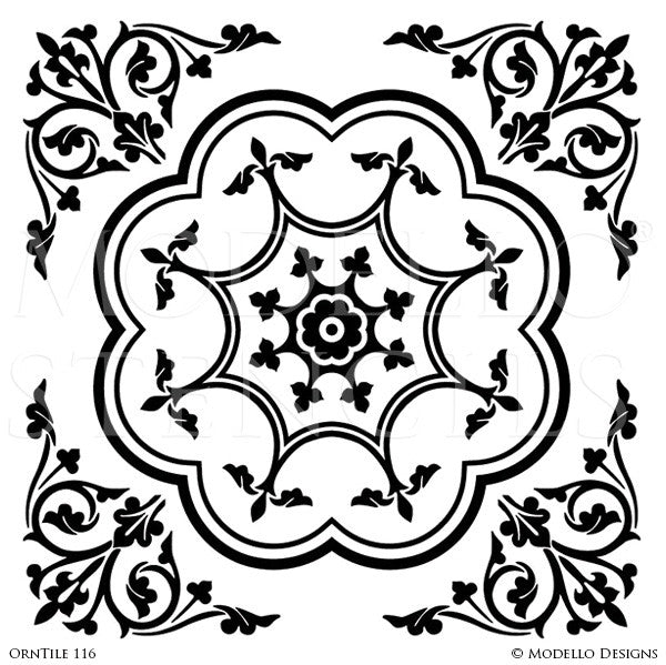 Tile Stencils with Detailed and Elegant Designs to Decorate Custom Decor - Modello Custom Stencils