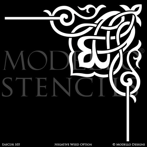 Decorative Corner Stencils for Stenciling Ceiling or Wall Designs - Modello Custom Stencils