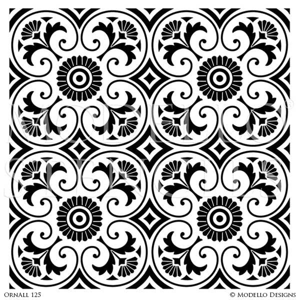 Classic European Tiles Stencils for Painting Walls and Furniture - Modello Custom Stencils