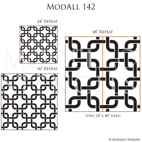 Decorative Stencils for Painting Walls with Designer Wallpaper Look - Modello Custom Stencils