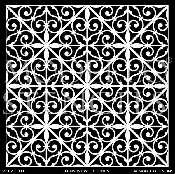 Painted Accent Wall or Floor with Large Designer Stencils - Modello Custom Stencils