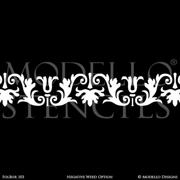 Classic and Detailed Border Designs for Floor Painting and Ceiling Decor - Modello Custom Stencils
