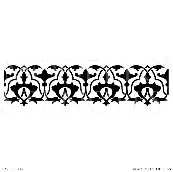 Moroccan Moorish Archway Doorway Design - Custom Painted Bohemian Wall Borders Patterns - Modello Custom Stencils