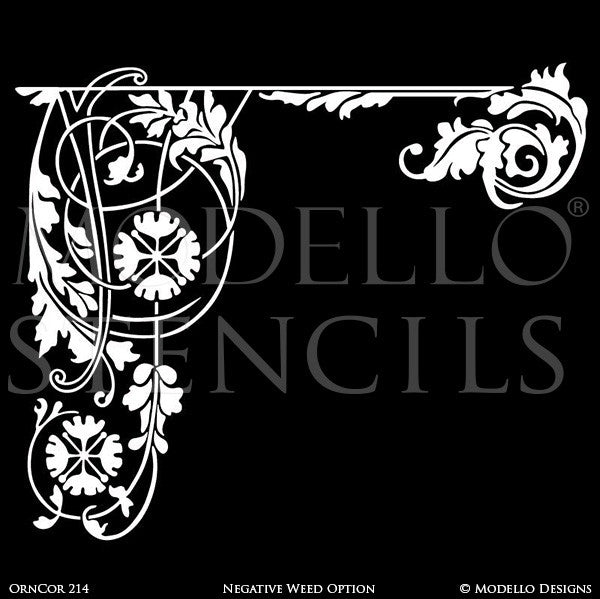 Custom Corner Stencils - Ceiling Corner Patterns - Wall Corners Design ...
