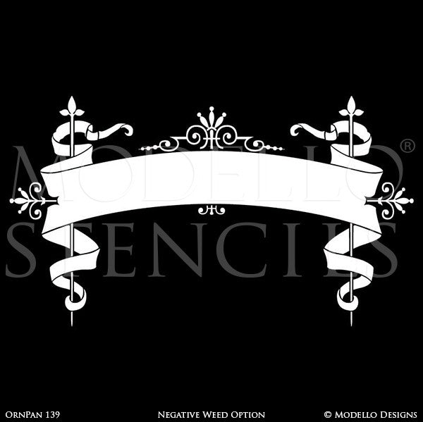 Traditional Classic Ribbon for Painting Typography - Wall Art Stencils - Modello Custom Stencils