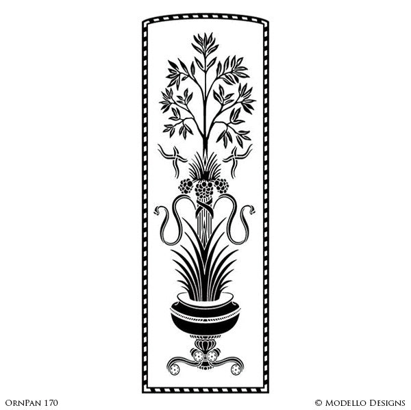 Tall Wall Panels Borders for Decorative Painting - Stenciled Flower Wall Graphics - Modello Custom Wall Art Stencils