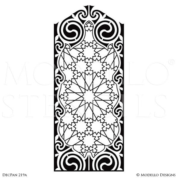 Painting Art Deco Designs and Modern Geometric Patterns on Large Wall Panels - Modello Custom Stencils
