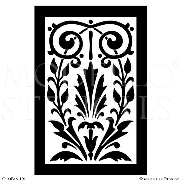 Ornamental and Decorative Wall Art Stencils - Modello Custom Designer Wall Window Panel Stencils