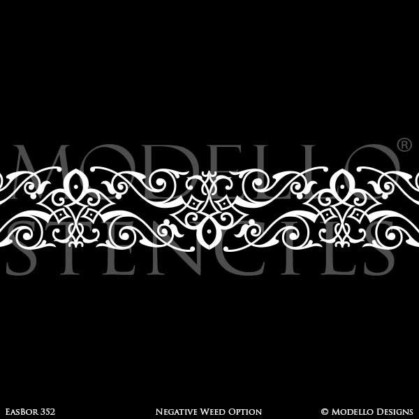 Moroccan, Asian, Indian Decor Ideas and Exotic Interiors - Custom Wall Borders and Painted Ceiling Stencils
