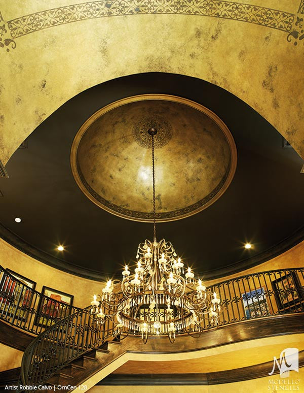 Painting Ceiling Designs with Custom Classic Medallion Stencils