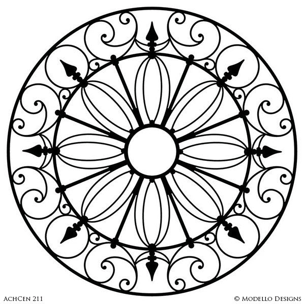 Elegant Architectural Ceiling Decor and Painting Medallion Stencils - Modello Custom Stencils