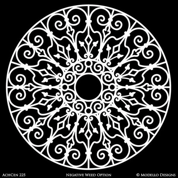 Architectural Design and Decor with Large Circle Medallion Stencils - Modello Custom Stencils for Painting Walls and Ceilings 