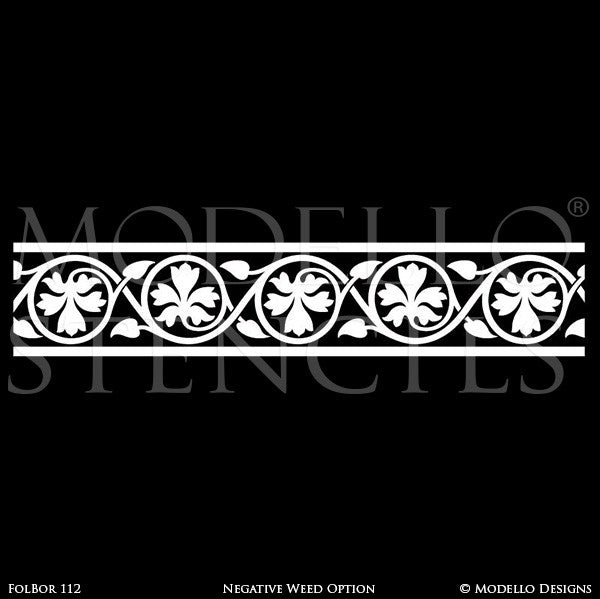 Nature Designs and Leaf Pattern Painted on Ceilings and Walls - Modello Custom Borders Stencils