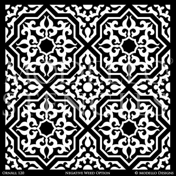 Designer Faux Tile Patterns to Paint on Walls and Floors - Modello Custom Stencils