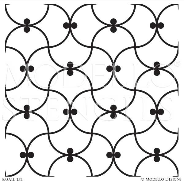 Geometric Shapes Wall Patterns Painted on Floors and Ceilings - Modello Custom Stencils