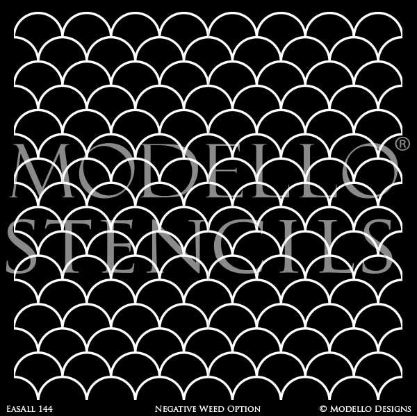Bohemian Decorating Idea using Large Scallop Pattern Wall Stencils - Modello Designs