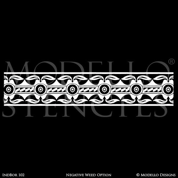 Global Chic Grand Ceiling Stencils with Ceiling Borders Patterns - Modello Custom Stencils Designs with Exotic Home Decor
