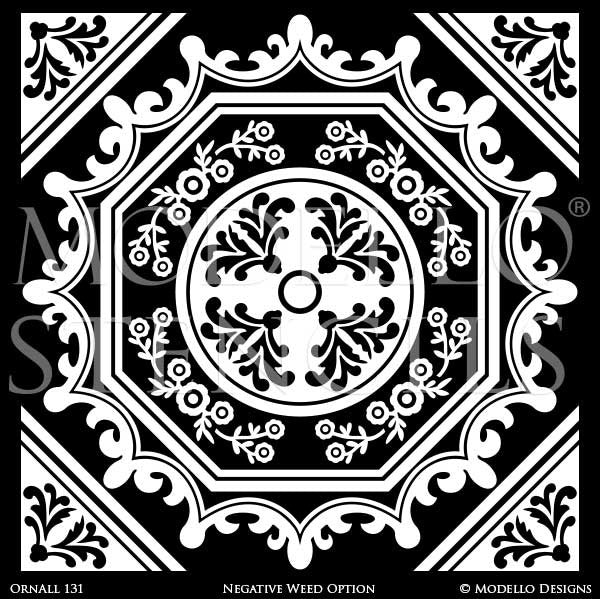 Tile Stencils with Detailed and Elegant Designs to Decorate Custom Decor - Modello Custom Stencils